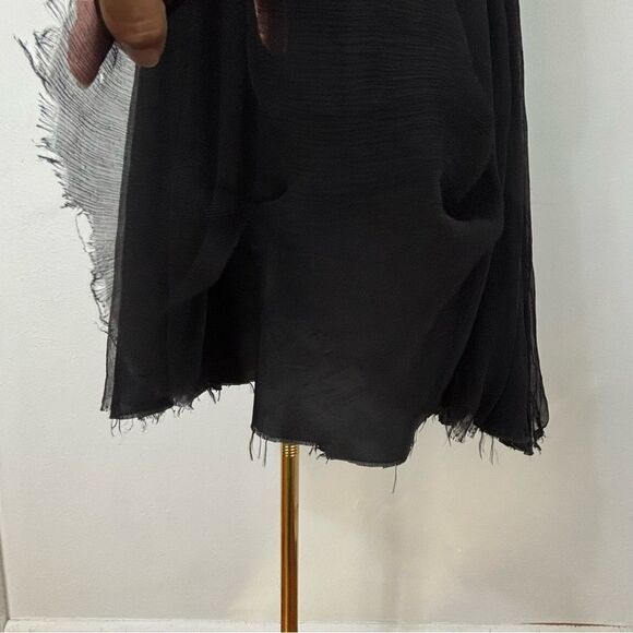 ZARA BASIC Womens Sz M Midi Dress Black 100% Silk Mock Neck Sleeveless Cocktail - Picture 8 of 12